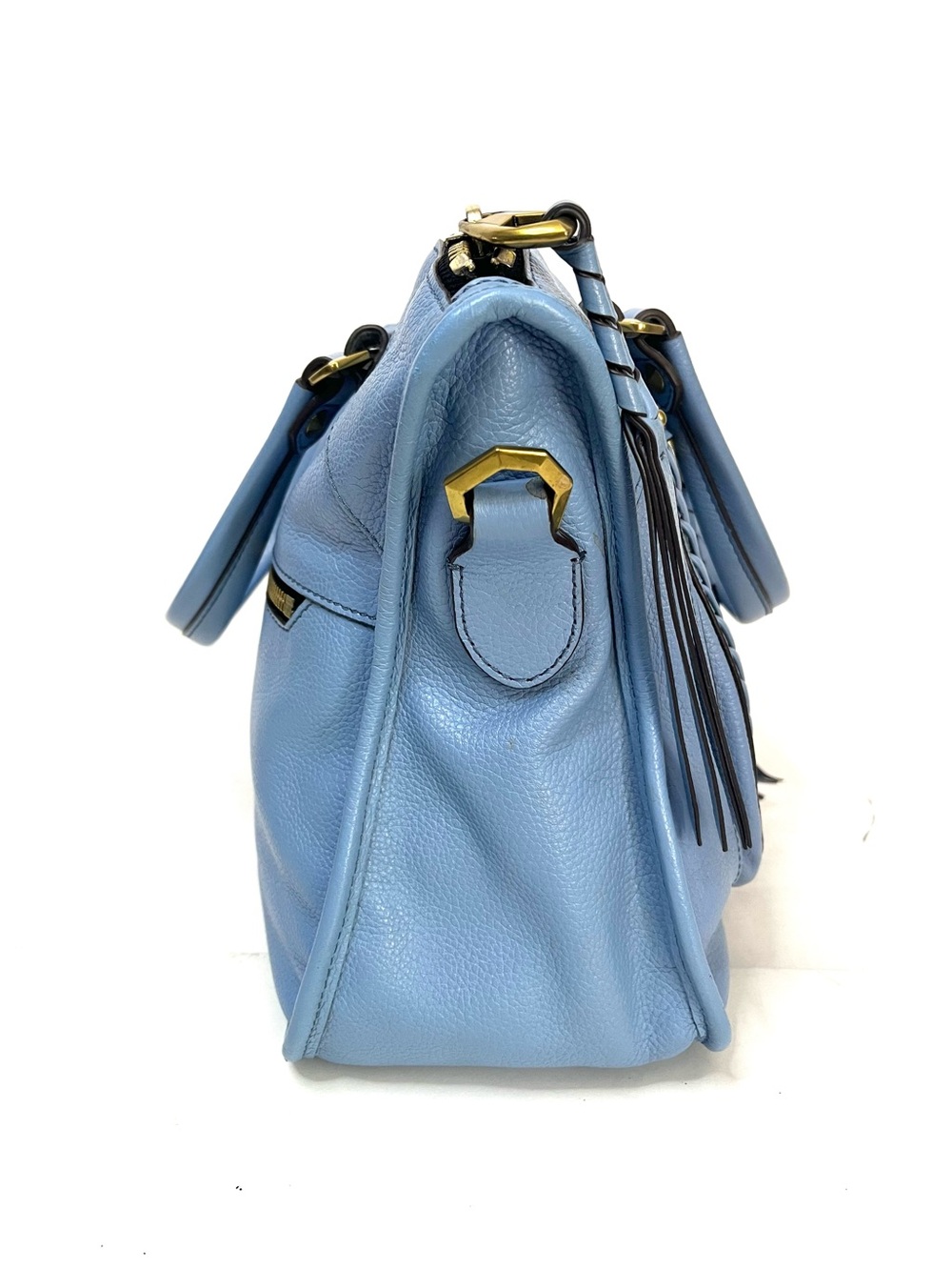Oryany Sarah Sky Blue Pebbled Leather Satchel - Picture 3 of 11